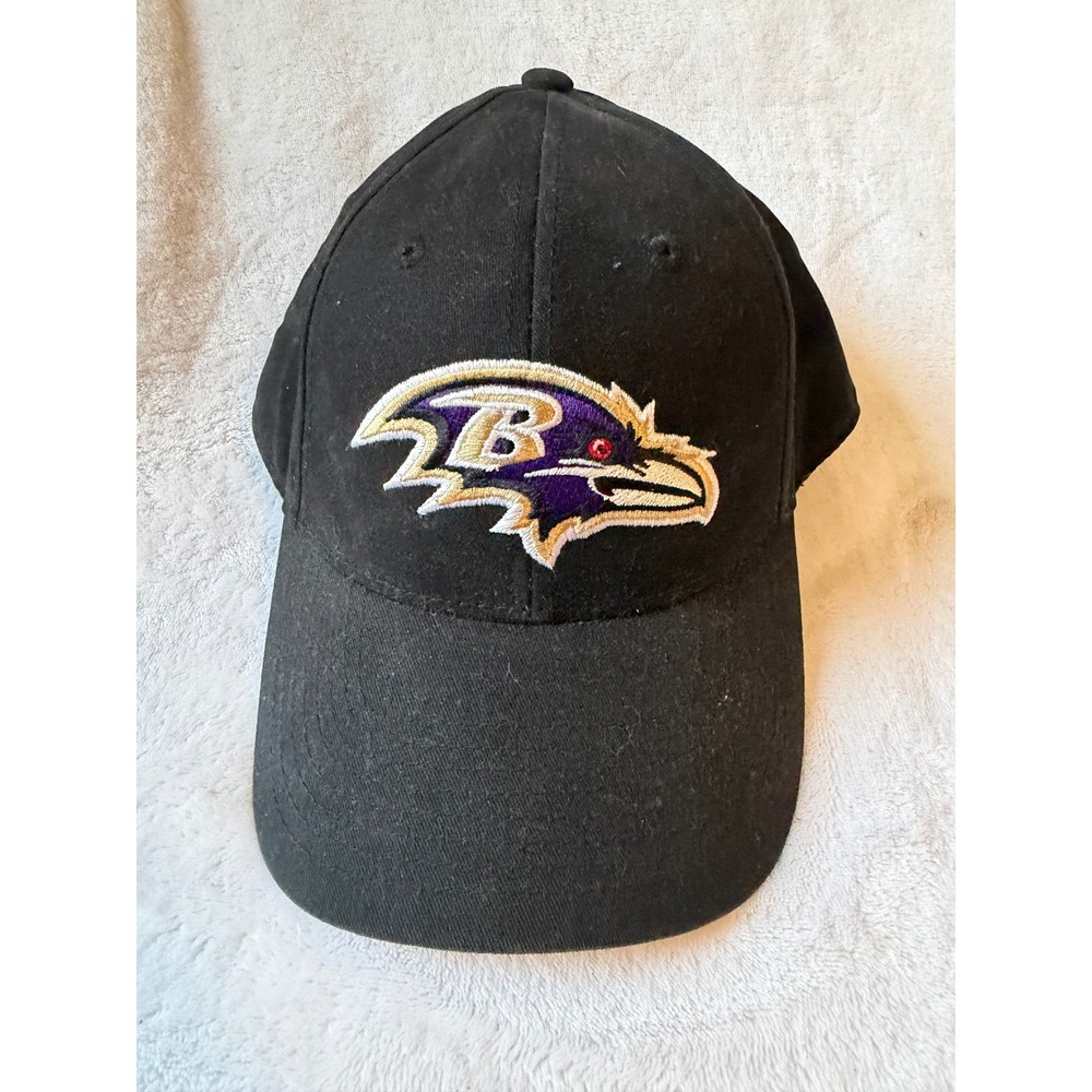 NFL Team Apparel Baltimore Ravens Hat Mens OSFM Black Good Embroidered Logo Cap
